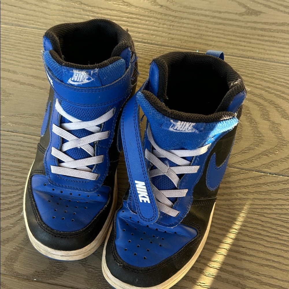 Nike Kids High-Top Black and Blue Sneakers - Picture 4 of 5